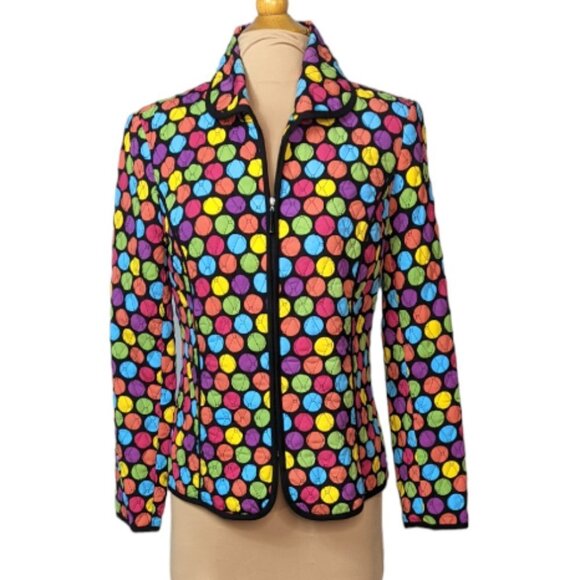 RQT Lightweight Quilted Zip Up Long Sleeve Jacket Black with Multi Color Size S - Picture 14 of 14